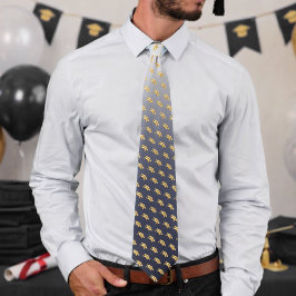 Elegant Graduation Tie Gold Mortarboard Pattern ネクタイ