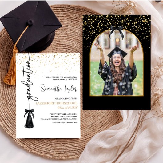 Elegant Graduation with Photo Invitation 招待状