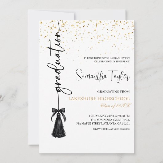 Elegant Graduation with Photo Invitation 招待状 (正面)