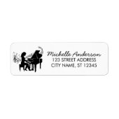 Elegant Grand Piano Music Notes Return Address     ラベル (正面)