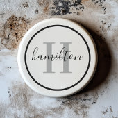 Elegant Gray Black Round Custom Monogram Initial コースター