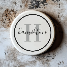 Elegant Gray Black Round Custom Monogram Initial コースター