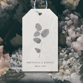 Elegant Gray Botanical Leaf Wedding Gift Tags ギフトタグ