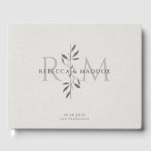 Elegant Gray Botanical Monogram Wedding ゲストブック (正面)