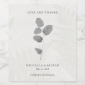 Elegant Gray Botanical Thank You Wedding  ワインラベル (シングルラベル)