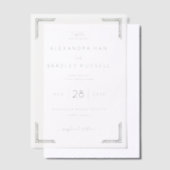 Elegant Gray Bracketed Borders ベラム紙招待状 (オフセット)
