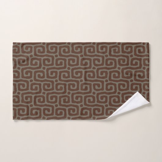 Elegant Gray &Brown Abstract Pattern バスタオルセット (ハンドタオル)