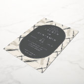 Elegant Gray Brushstroke Wedding Invitation 箔招待状 (回転した状態)