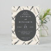 Elegant Gray Brushstroke Wedding Invitation 箔招待状 (立ち正面)