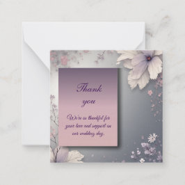 Elegant Gray Floral Thank You Card ノートカード