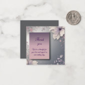 Elegant Gray Floral Thank You Card ノートカード (正面/裏面インサイチュ)