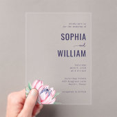 Elegant Gray Floral Wedding Invitation アクリル招待状 (インサイチュ (ポータブル))