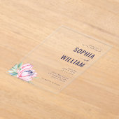 Elegant Gray Floral Wedding Invitation アクリル招待状 (レイダウン)
