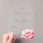 Elegant Gray Floral Wedding Invitation アクリル招待状 (インサイチュ (ポータブル))