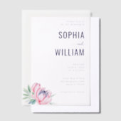 Elegant Gray Floral Wedding Invitation ベラム紙招待状 (オフセット)