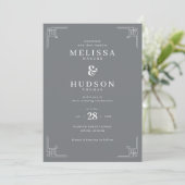 Elegant Gray Geometric Wedding Invitation 招待状 (スタンド正面)