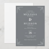 Elegant Gray Geometric Wedding Invitation 招待状 (正面/裏面)