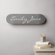 Elegant Gray Handwritten Script Name Custom スケートボード