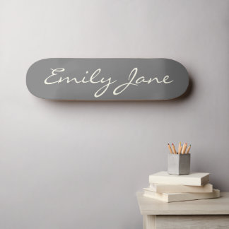 Elegant Gray Handwritten Script Name Custom スケートボード