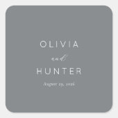 Elegant Gray Minimalist Calligraphy スクエアシール (正面)