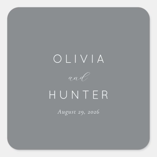 Elegant Gray Minimalist Calligraphy スクエアシール (正面)