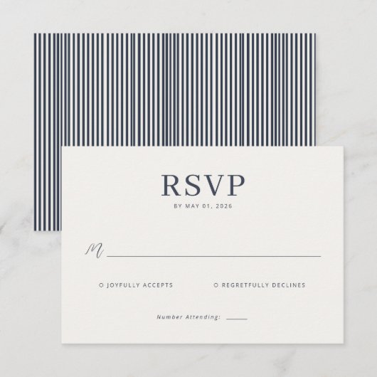 Elegant Gray Minimalist RSVP (正面/裏面)