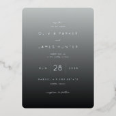 Elegant Gray Minimalist Wedding Invitation 箔招待状 (正面)