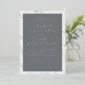 Elegant Gray Minimalist Wedding Invitation 箔招待状 (立ち正面)