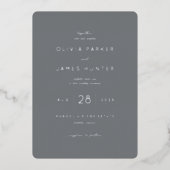 Elegant Gray Minimalist Wedding Invitation 箔招待状 (正面)