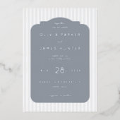 Elegant Gray Minimalist Wedding Invitations 箔招待状 (正面)