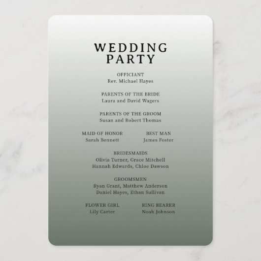 Elegant Gray Minimalist Wedding Program プログラム (裏面)