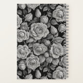 Elegant Gray Roses on Black Journal – Moody Floral ノートブック (裏面)