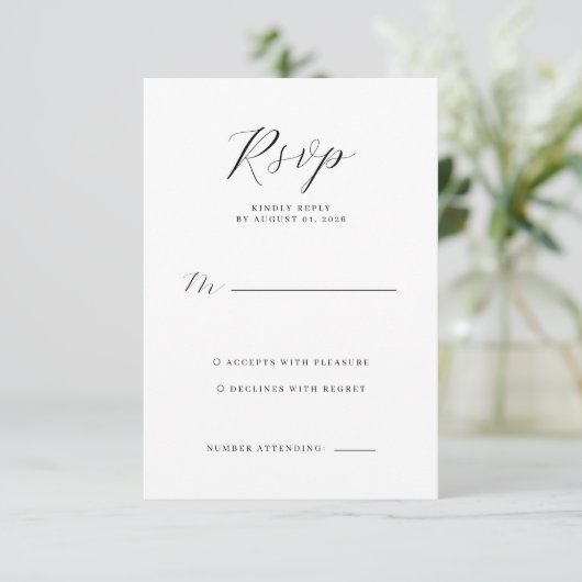 Elegant Gray RSVP Card (スタンド正面)