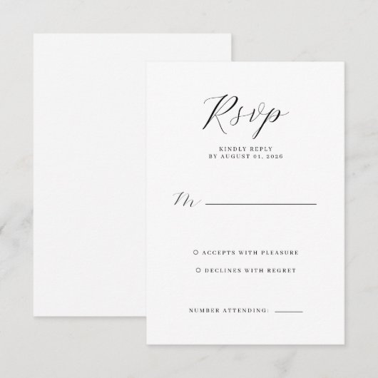 Elegant Gray RSVP Card (正面/裏面)