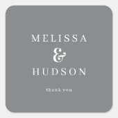 Elegant Gray Serif Wedding Thank You Sticker スクエアシール (正面)