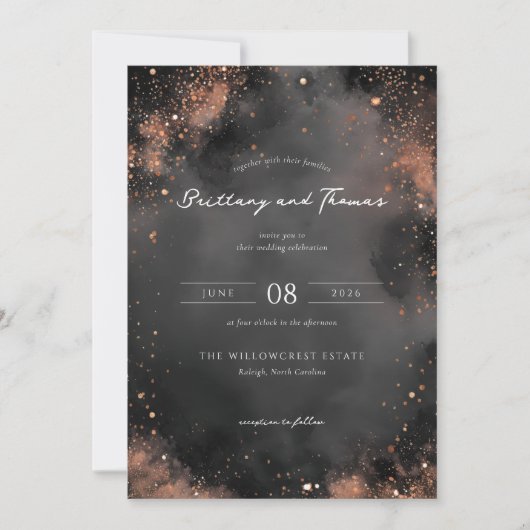 Elegant Gray Sparkling Wedding Invitations 招待状 (正面)