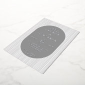 Elegant Gray Striped Wedding Invitation 箔招待状 (回転した状態)