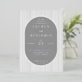 Elegant Gray Striped Wedding Invitation 箔招待状 (立ち正面)