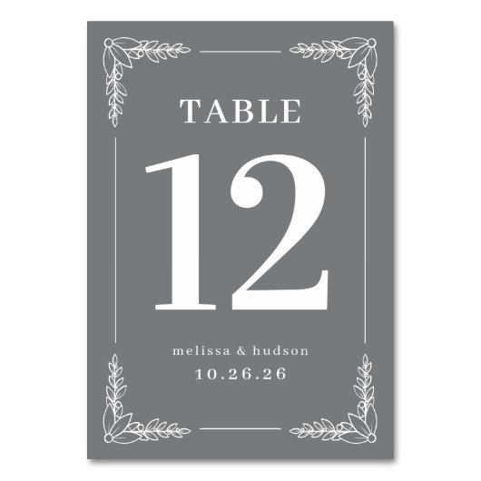 Elegant Gray Table Number テーブルナンバー (正面)