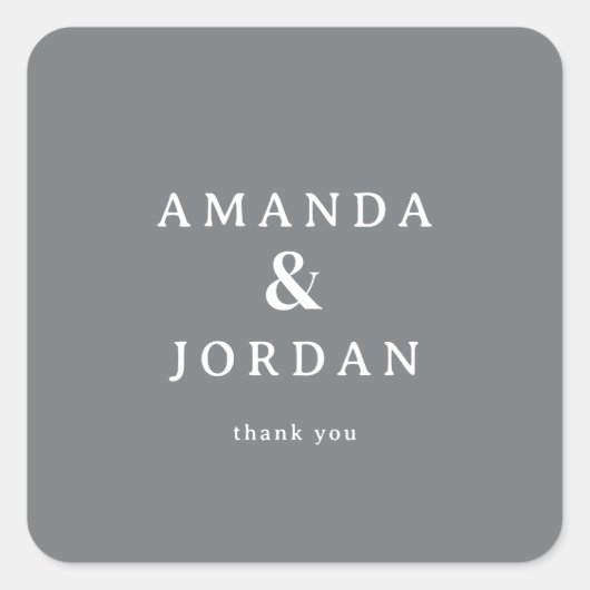 Elegant Gray Typographic Thank You スクエアシール (正面)
