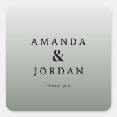 Elegant Gray Typographic Thank You スクエアシール (正面)