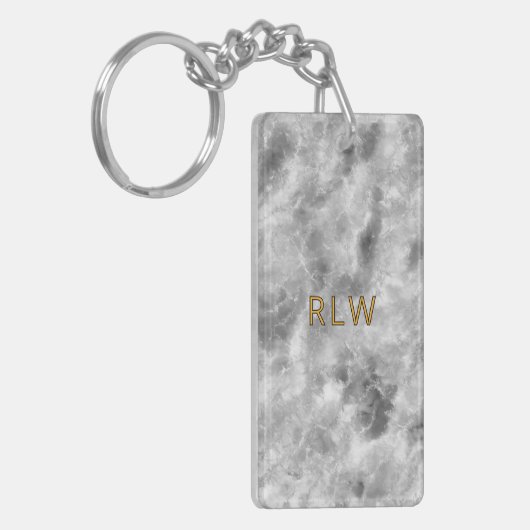 Elegant Gray White Carrera Marble Pattern キーホルダー (正面左)