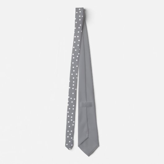 Elegant Gray White Dots Pattern Groom Gift   ネクタイ (裏面)