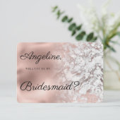 Elegant gray white rose gold marble Bridesmaid  招待状 (スタンド正面)