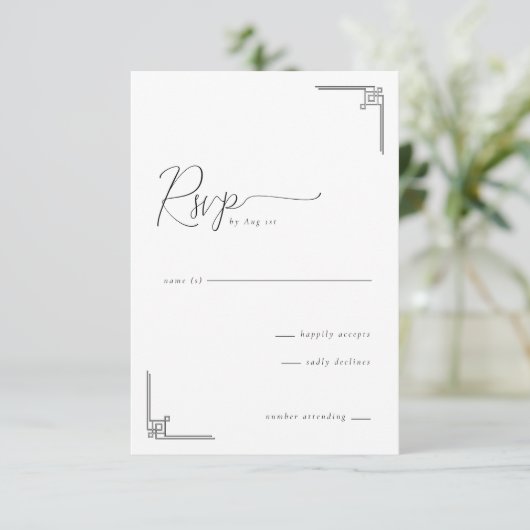 Elegant Grayscale Geometric RSVP (スタンド正面)