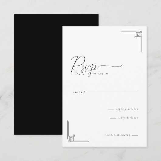 Elegant Grayscale Geometric RSVP (正面/裏面)