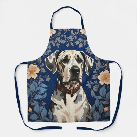 Elegant Great Dane William Morris Inspired  エプロン (正面)