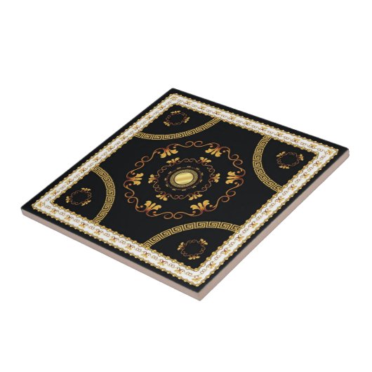 Elegant Greek Baroque Gold Frame Pattern luxury タイル (側面)