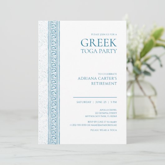 Elegant Greek Retirement Party in blue 招待状 (スタンド正面)