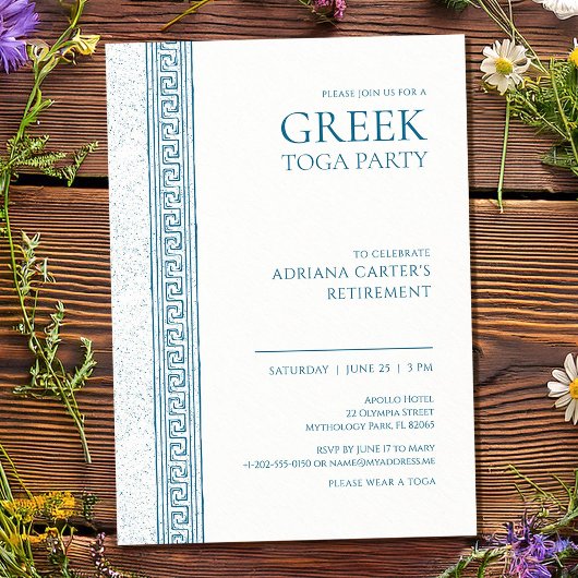 Elegant Greek Retirement Party in blue 招待状
